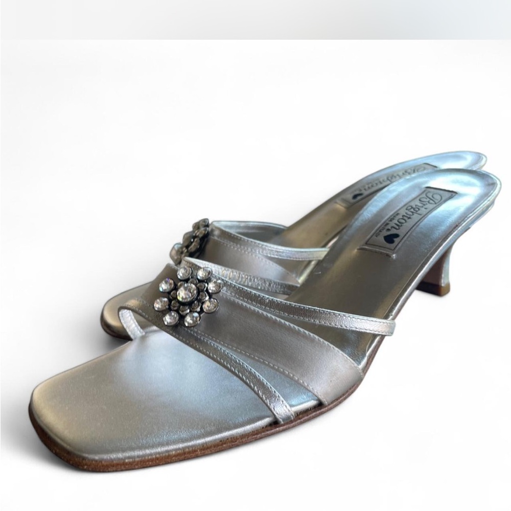 Brighton Silver Heels with Crystal Embellishments
